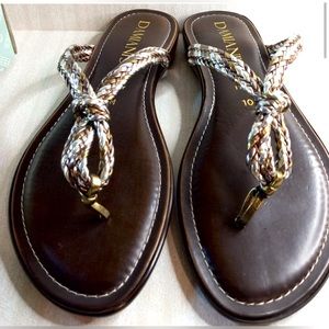 Italian Leather Sandals Damiani’s Italian ZAP Metallic Footwear LIKE NEW!